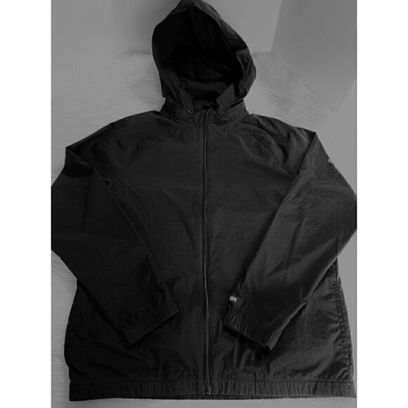 PINK Victoria's Secret Windbreaker Full Zip Hooded Jacket Women's Small Black - Picture 1 of 8